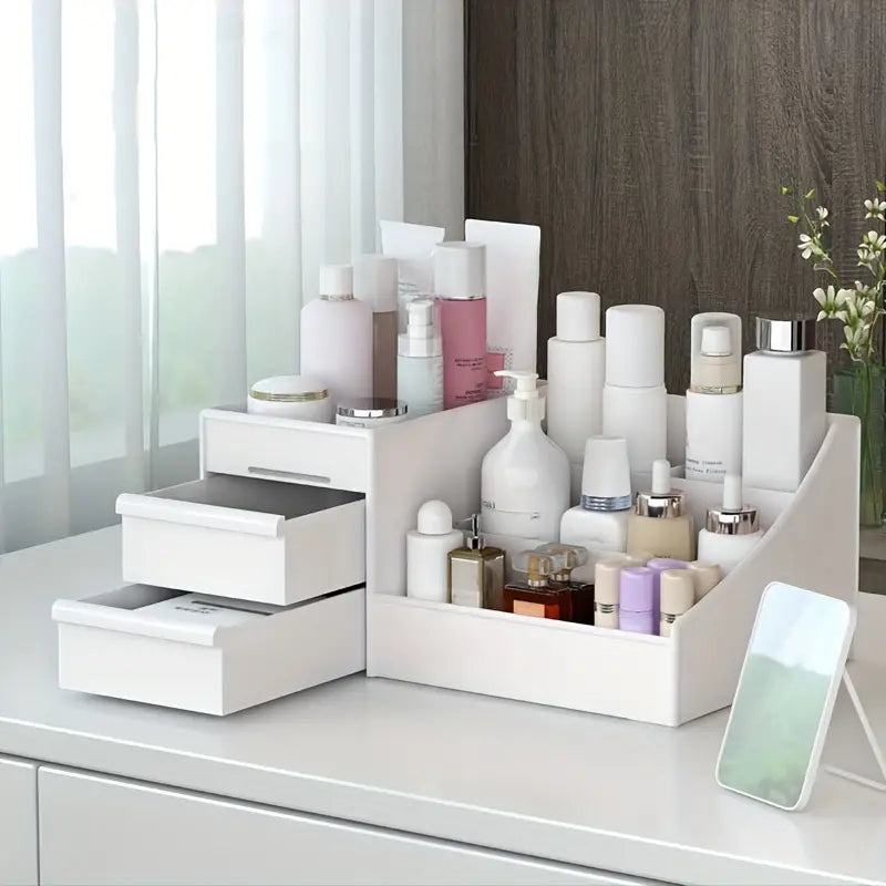 Dressing Table Makeup Box, Desktop Cosmetic Storage Box With Drawer, Makeup Sundries Storage Organizer, Cabinet Sorting Box, Jewelry Nail Polish Makeup Drawer Container, Multifunctional Divisions Desk Organizer, Drawer Head Ornament Sorting Make Up Box Dressing Table Makeup Box, Desktop Cosmetic Storage Box With Drawer, Makeup Sundries Storage Organizer, Cabinet Sorting Box, Jewelry Nail Polish Makeup Drawer Container, Multifunctional Divisions Desk Organizer, Drawer Head Ornament Sorting Make Up Box